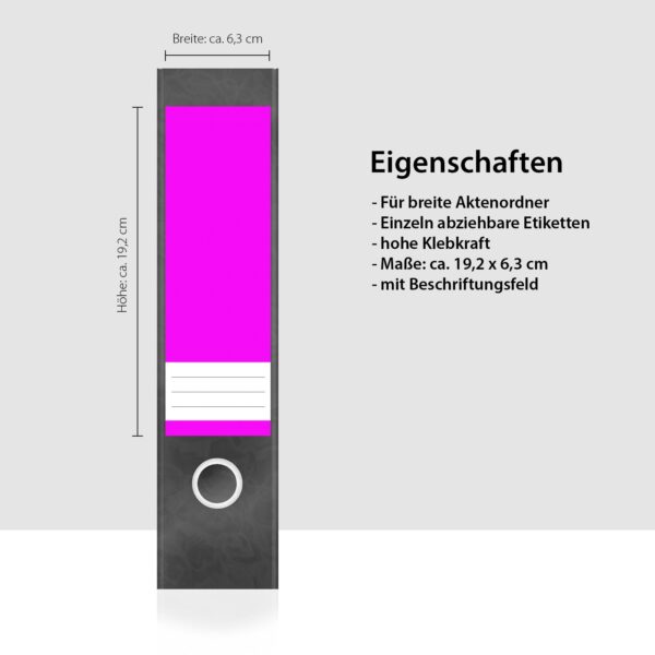 Etiketten für Ordner | Farbmix Grelle Rosa Farben | 4 breite Aufkleber für Ordnerrücken | Selbstklebende Design Ordneretiketten Rückenschilder