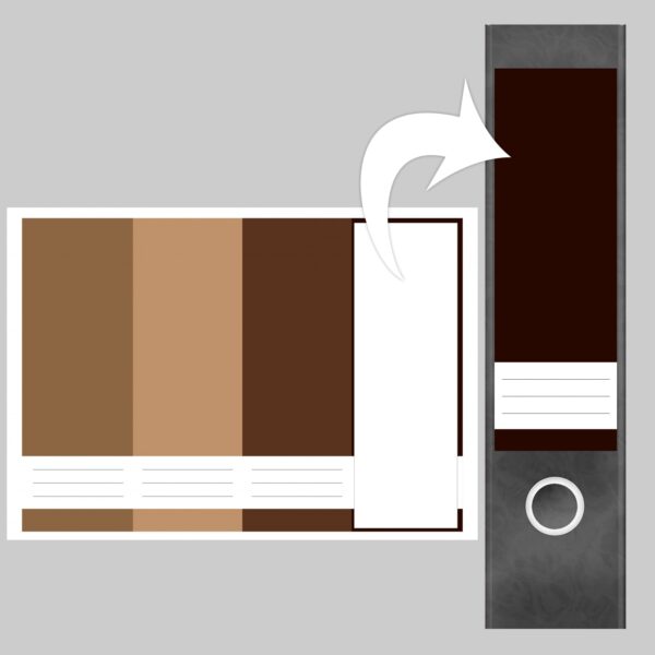 Etiketten für Ordner | Farbmix Braun | 4 breite Aufkleber für Ordnerrücken | Selbstklebende Design Ordneretiketten Rückenschilder