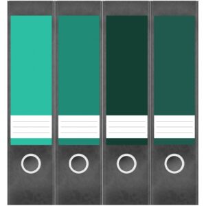 Etiketten für Ordner | Farbmix Türkise Farben | 4 breite Aufkleber für Ordnerrücken | Selbstklebende Design Ordneretiketten Rückenschilder