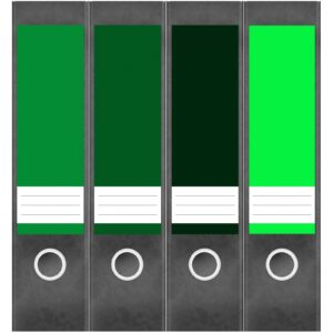 Etiketten für Ordner | Farbmix Grün 3 | 4 breite Aufkleber für Ordnerrücken | Selbstklebende Design Ordneretiketten Rückenschilder