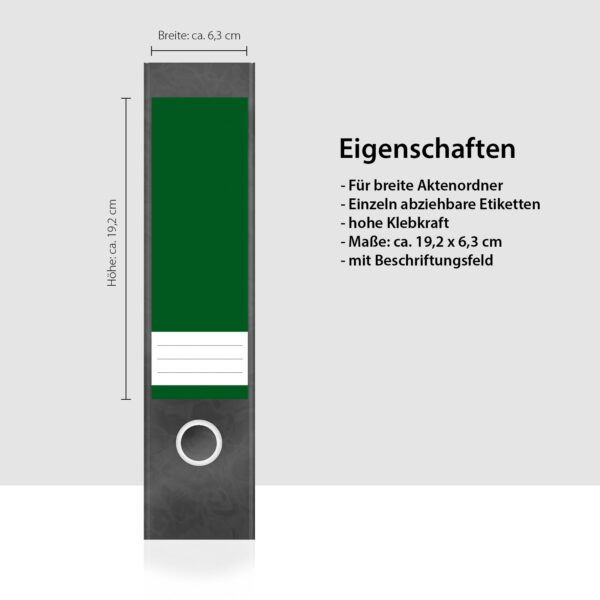 Etiketten für Ordner | Farbmix Grün 3 | 4 breite Aufkleber für Ordnerrücken | Selbstklebende Design Ordneretiketten Rückenschilder