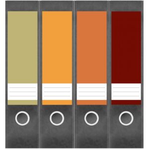 Etiketten für Ordner | Farbmix Ocker Rot Braun | 4 breite Aufkleber für Ordnerrücken | Selbstklebende Design Ordneretiketten Rückenschilder