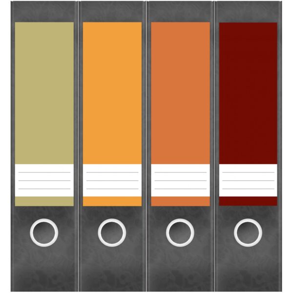 Etiketten für Ordner | Farbmix Ocker Rot Braun | 4 breite Aufkleber für Ordnerrücken | Selbstklebende Design Ordneretiketten Rückenschilder