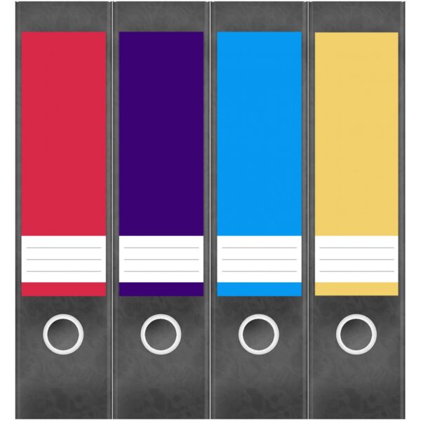 Etiketten für Ordner | Farbmix Helle Farben Bunt | 4 breite Aufkleber für Ordnerrücken | Selbstklebende Design Ordneretiketten Rückenschilder
