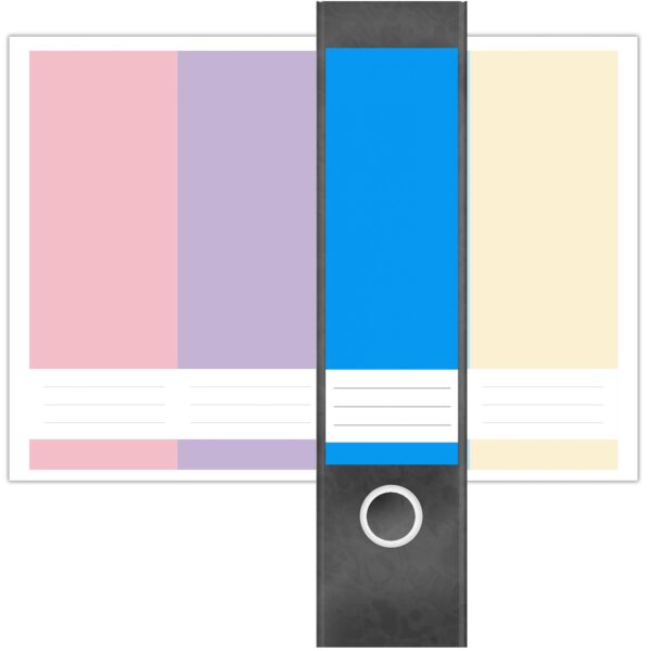 Etiketten für Ordner | Farbmix Helle Farben Bunt | 4 breite Aufkleber für Ordnerrücken | Selbstklebende Design Ordneretiketten Rückenschilder