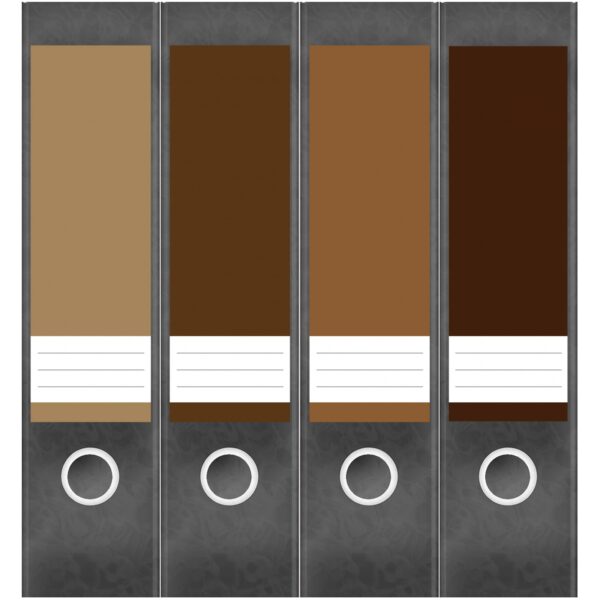 Etiketten für Ordner | Farbmix Braune Farben beige | 4 breite Aufkleber für Ordnerrücken | Selbstklebende Design Ordneretiketten Rückenschilder