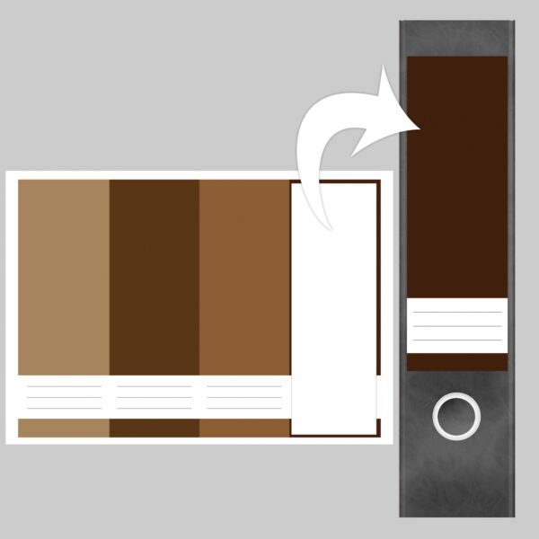 Etiketten für Ordner | Farbmix Braune Farben beige | 4 breite Aufkleber für Ordnerrücken | Selbstklebende Design Ordneretiketten Rückenschilder