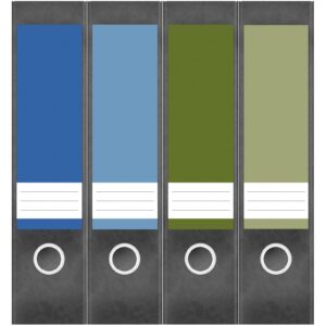 Etiketten für Ordner | Farbmix Blau Grün | 4 breite Aufkleber für Ordnerrücken | Selbstklebende Design Ordneretiketten Rückenschilder