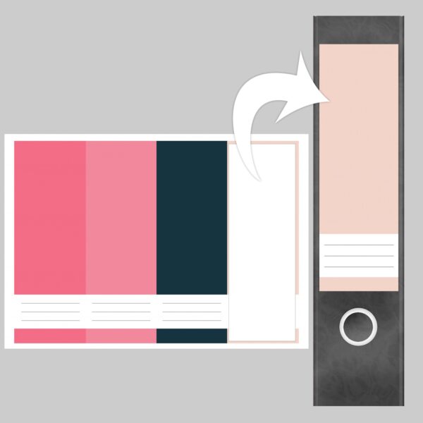 Etiketten für Ordner | Farbmix Lippenstift | 4 breite Aufkleber für Ordnerrücken | Selbstklebende Design Ordneretiketten Rückenschilder
