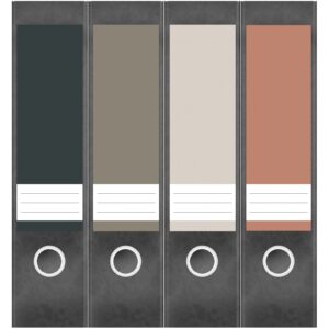 Etiketten für Ordner | Farbmix Beige Braun Grau | 4 breite Aufkleber für Ordnerrücken | Selbstklebende Design Ordneretiketten Rückenschilder