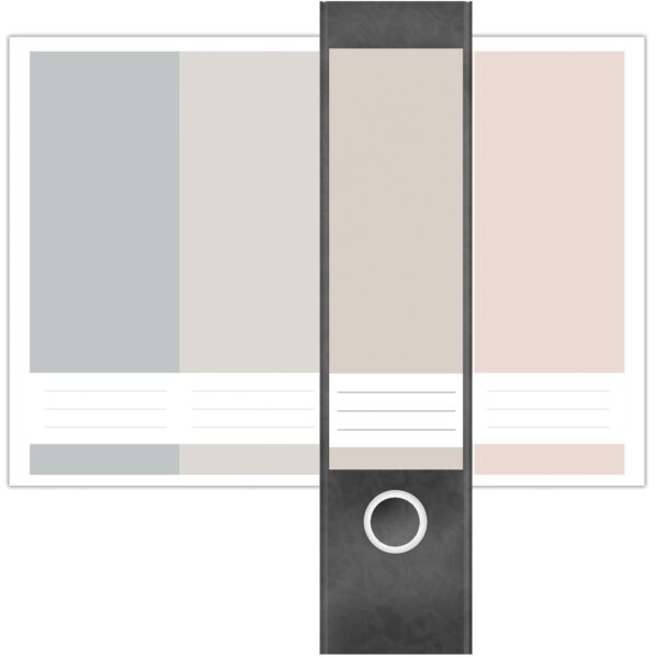 Etiketten für Ordner | Farbmix Beige Braun Grau | 4 breite Aufkleber für Ordnerrücken | Selbstklebende Design Ordneretiketten Rückenschilder