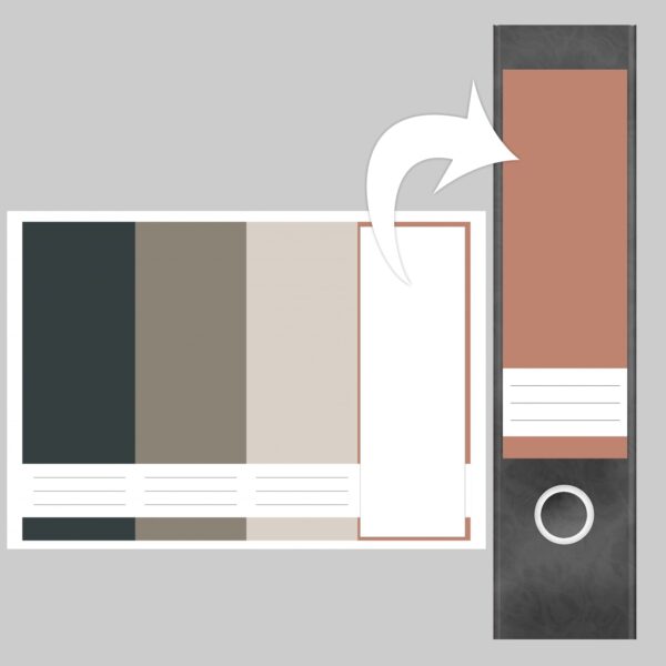 Etiketten für Ordner | Farbmix Beige Braun Grau | 4 breite Aufkleber für Ordnerrücken | Selbstklebende Design Ordneretiketten Rückenschilder