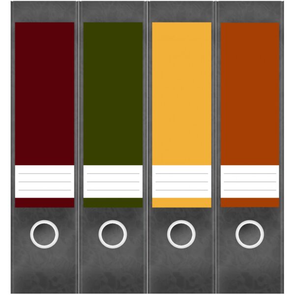 Etiketten für Ordner | Farbmix Herbstliche Farben | 4 breite Aufkleber für Ordnerrücken | Selbstklebende Design Ordneretiketten Rückenschilder
