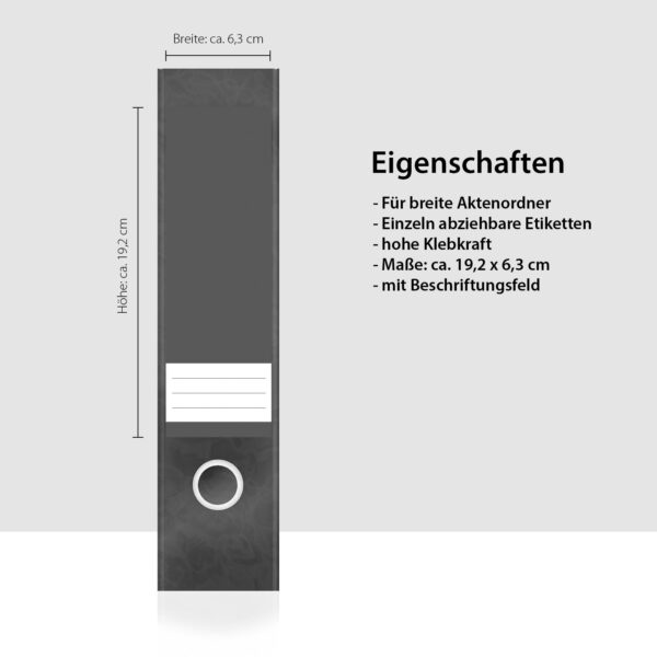 Etiketten für Ordner | Farbmix Grau | 4 breite Aufkleber für Ordnerrücken | Selbstklebende Design Ordneretiketten Rückenschilder