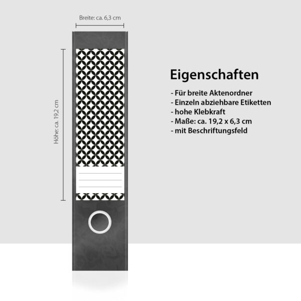 Etiketten für Ordner | Deko 2 Muster Mix | 4 breite Aufkleber für Ordnerrücken | Selbstklebende Design Ordneretiketten Rückenschilder