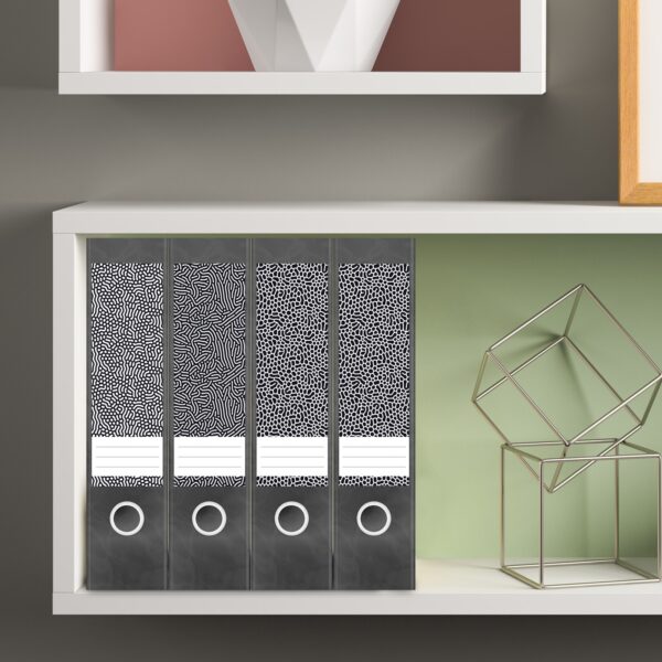 Etiketten für Ordner | Deko 13 Muster Mix | 4 breite Aufkleber für Ordnerrücken | Selbstklebende Design Ordneretiketten Rückenschilder
