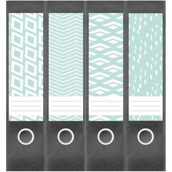 Etiketten für Ordner | Deko 14 Muster Mix | 4 breite Aufkleber für Ordnerrücken | Selbstklebende Design Ordneretiketten Rückenschilder