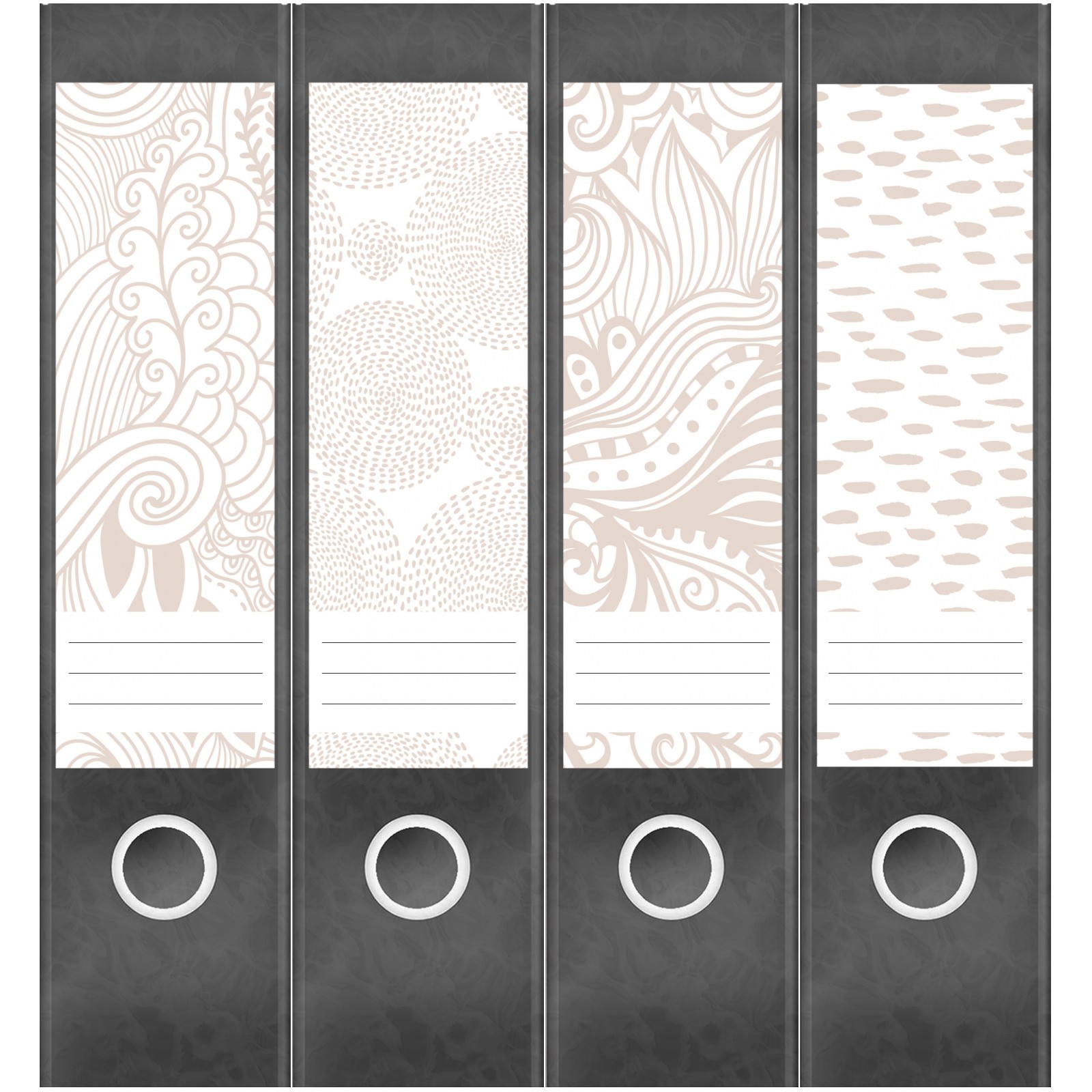 Etiketten für Ordner | Deko 22 Muster Mix | 4 breite Aufkleber für Ordnerrücken | Selbstklebende Design Ordneretiketten Rückenschilder