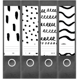 Etiketten für Ordner | Deko 25 Muster Mix | 4 breite Aufkleber für Ordnerrücken | Selbstklebende Design Ordneretiketten Rückenschilder