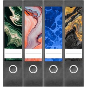 Etiketten für Ordner | Kunst Mix 2 | 4 breite Aufkleber für Ordnerrücken | Selbstklebende Design Ordneretiketten Rückenschilder