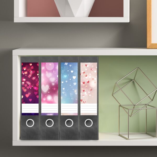 Etiketten für Ordner | Muster Mix Set 1 Rosa | 4 breite Aufkleber für Ordnerrücken | Selbstklebende Design Ordneretiketten Rückenschilder