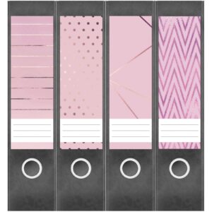 Etiketten für Ordner | Muster Mix Set 2 Rosa | 4 breite Aufkleber für Ordnerrücken | Selbstklebende Design Ordneretiketten Rückenschilder