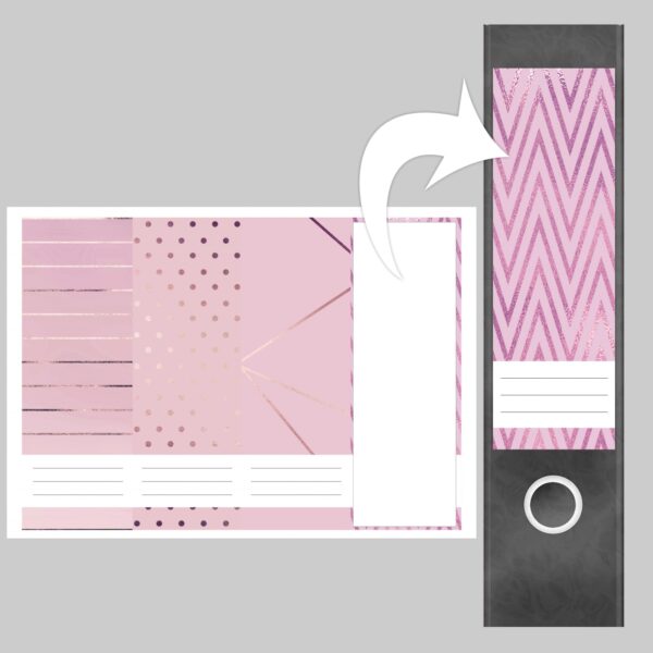 Etiketten für Ordner | Muster Mix Set 2 Rosa | 4 breite Aufkleber für Ordnerrücken | Selbstklebende Design Ordneretiketten Rückenschilder