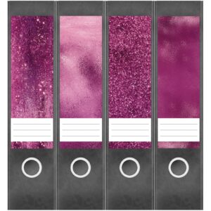 Etiketten für Ordner | Muster Mix Set 3 Rosa | 4 breite Aufkleber für Ordnerrücken | Selbstklebende Design Ordneretiketten Rückenschilder