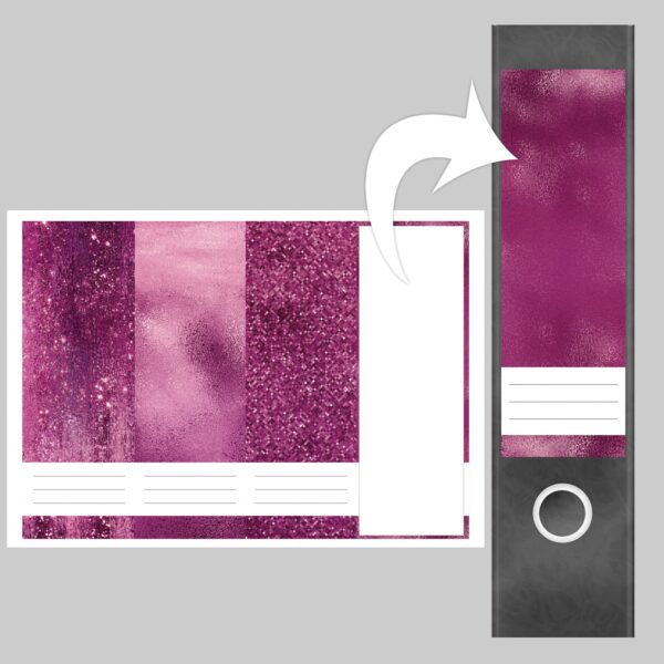 Etiketten für Ordner | Muster Mix Set 3 Rosa | 4 breite Aufkleber für Ordnerrücken | Selbstklebende Design Ordneretiketten Rückenschilder