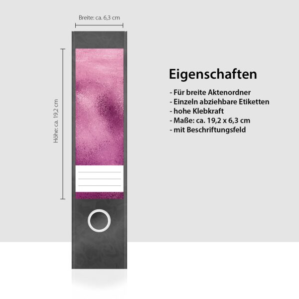 Etiketten für Ordner | Muster Mix Set 3 Rosa | 4 breite Aufkleber für Ordnerrücken | Selbstklebende Design Ordneretiketten Rückenschilder