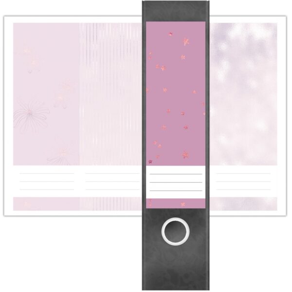 Etiketten für Ordner | Muster Mix Set 4 Rosa | 4 breite Aufkleber für Ordnerrücken | Selbstklebende Design Ordneretiketten Rückenschilder