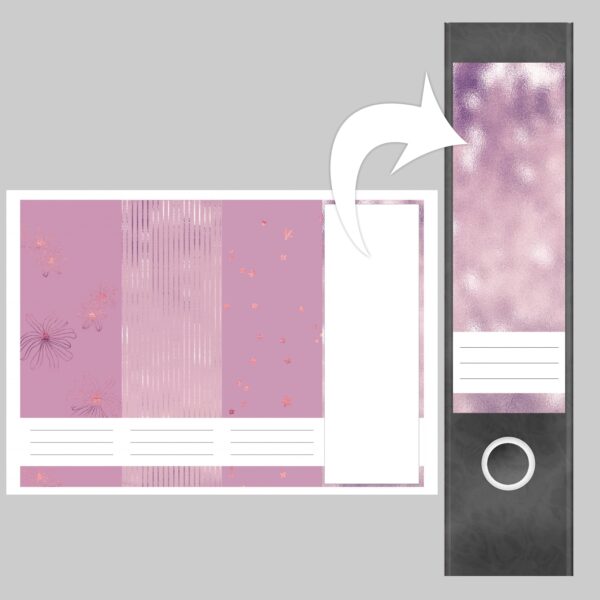 Etiketten für Ordner | Muster Mix Set 4 Rosa | 4 breite Aufkleber für Ordnerrücken | Selbstklebende Design Ordneretiketten Rückenschilder