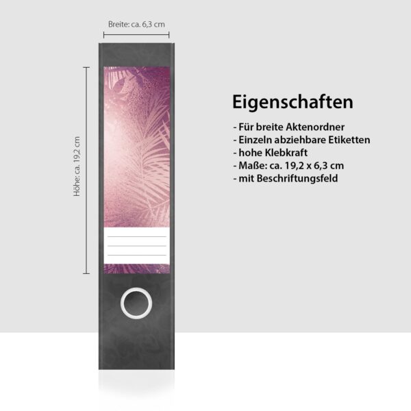 Etiketten für Ordner | Muster Mix Set 5 Rosa | 4 breite Aufkleber für Ordnerrücken | Selbstklebende Design Ordneretiketten Rückenschilder