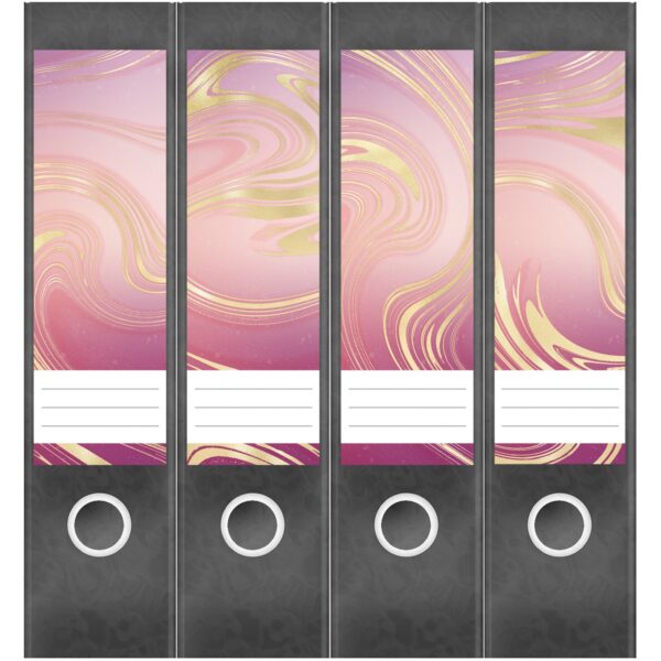 Etiketten für Ordner | Muster Mix Set 7 Rosa | 4 breite Aufkleber für Ordnerrücken | Selbstklebende Design Ordneretiketten Rückenschilder