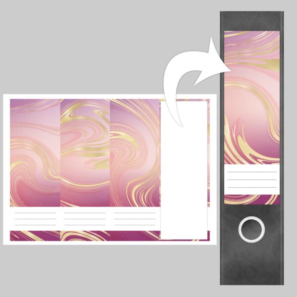 Etiketten für Ordner | Muster Mix Set 7 Rosa | 4 breite Aufkleber für Ordnerrücken | Selbstklebende Design Ordneretiketten Rückenschilder