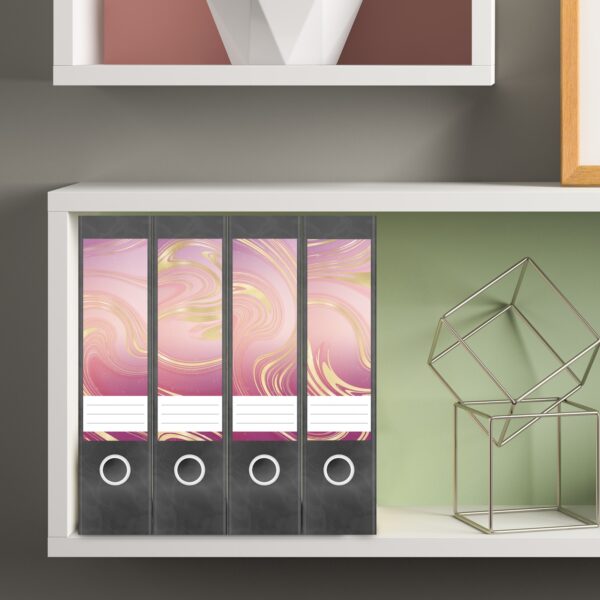 Etiketten für Ordner | Muster Mix Set 7 Rosa | 4 breite Aufkleber für Ordnerrücken | Selbstklebende Design Ordneretiketten Rückenschilder