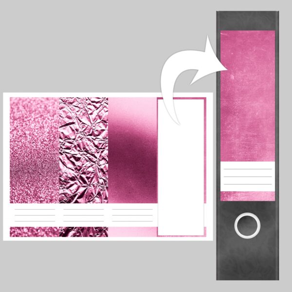 Etiketten für Ordner | Muster Mix Set 9 Rosa | 4 breite Aufkleber für Ordnerrücken | Selbstklebende Design Ordneretiketten Rückenschilder