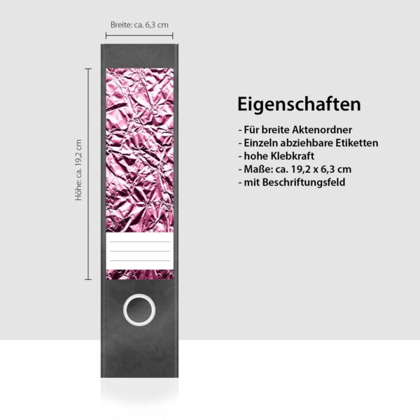 Etiketten für Ordner | Muster Mix Set 9 Rosa | 4 breite Aufkleber für Ordnerrücken | Selbstklebende Design Ordneretiketten Rückenschilder