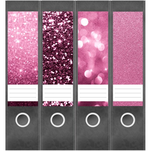 Etiketten für Ordner | Muster Mix Set 10 Rosa | 4 breite Aufkleber für Ordnerrücken | Selbstklebende Design Ordneretiketten Rückenschilder