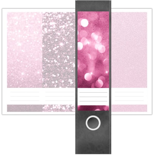 Etiketten für Ordner | Muster Mix Set 10 Rosa | 4 breite Aufkleber für Ordnerrücken | Selbstklebende Design Ordneretiketten Rückenschilder