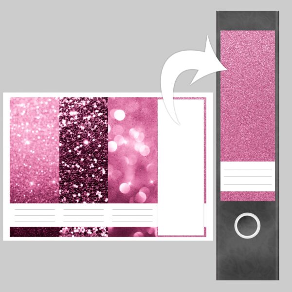 Etiketten für Ordner | Muster Mix Set 10 Rosa | 4 breite Aufkleber für Ordnerrücken | Selbstklebende Design Ordneretiketten Rückenschilder