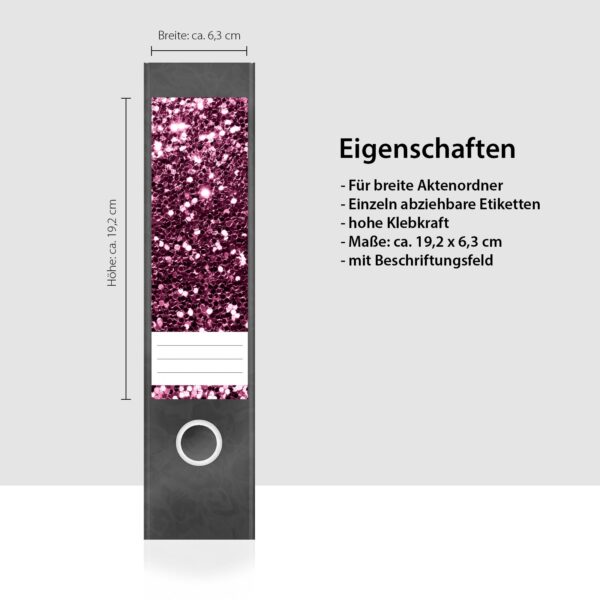 Etiketten für Ordner | Muster Mix Set 10 Rosa | 4 breite Aufkleber für Ordnerrücken | Selbstklebende Design Ordneretiketten Rückenschilder