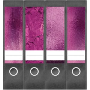 Etiketten für Ordner | Muster Mix Set 11 Rosa | 4 breite Aufkleber für Ordnerrücken | Selbstklebende Design Ordneretiketten Rückenschilder