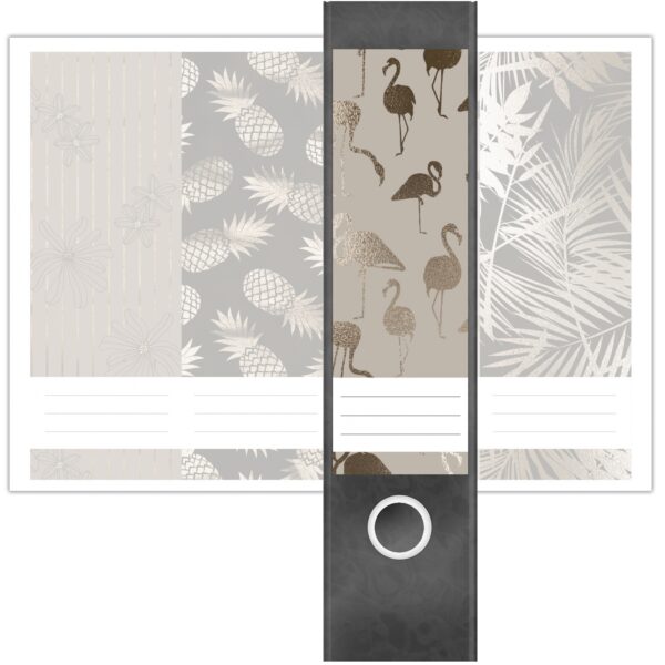 Etiketten für Ordner | Muster Mix 2 Bronze Look | 4 breite Aufkleber für Ordnerrücken | Selbstklebende Design Ordneretiketten Rückenschilder