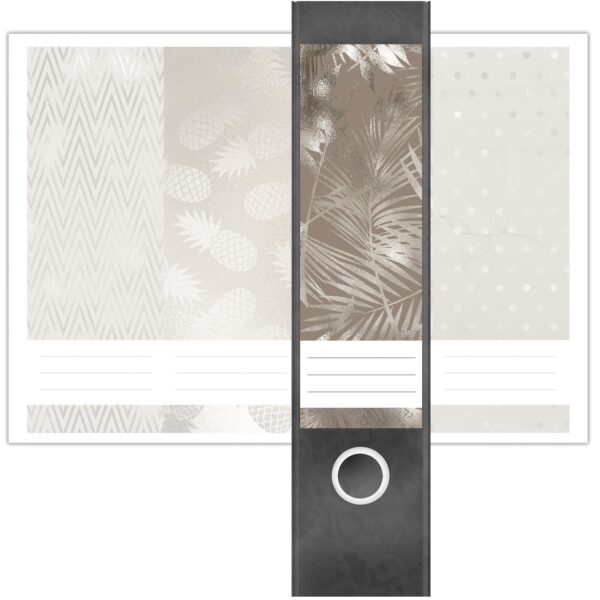 Etiketten für Ordner | Muster Mix 3 Bronze Look | 4 breite Aufkleber für Ordnerrücken | Selbstklebende Design Ordneretiketten Rückenschilder