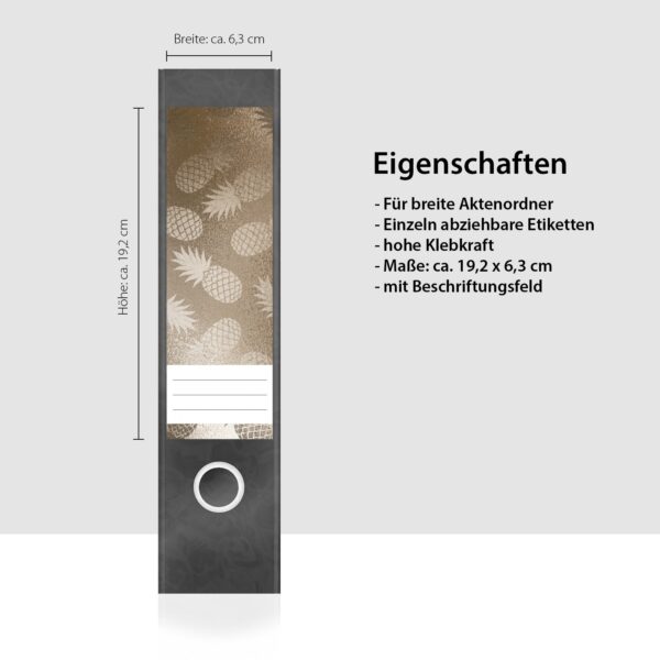 Etiketten für Ordner | Muster Mix 3 Bronze Look | 4 breite Aufkleber für Ordnerrücken | Selbstklebende Design Ordneretiketten Rückenschilder