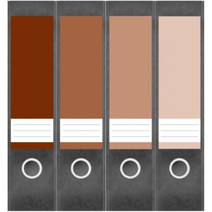 Etiketten für Ordner | Farben Mix Braun | 4 breite Aufkleber für Ordnerrücken | Selbstklebende Design Ordneretiketten Rückenschilder