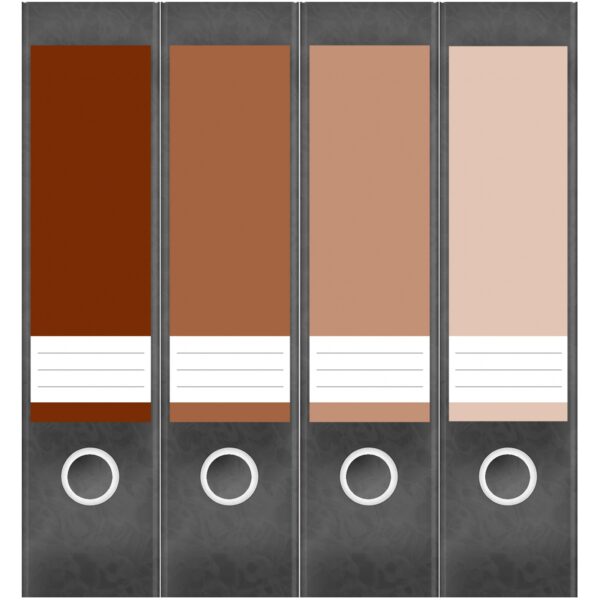 Etiketten für Ordner | Farben Mix Braun | 4 breite Aufkleber für Ordnerrücken | Selbstklebende Design Ordneretiketten Rückenschilder