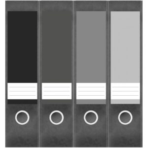 Etiketten für Ordner | Farben Mix Grau | 4 breite Aufkleber für Ordnerrücken | Selbstklebende Design Ordneretiketten Rückenschilder