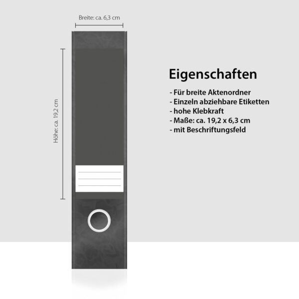 Etiketten für Ordner | Farben Mix Grau | 4 breite Aufkleber für Ordnerrücken | Selbstklebende Design Ordneretiketten Rückenschilder